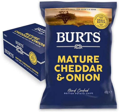 Box of Burts Mature Cheddar & Spring Onion Crisps 20 x 40g Bags