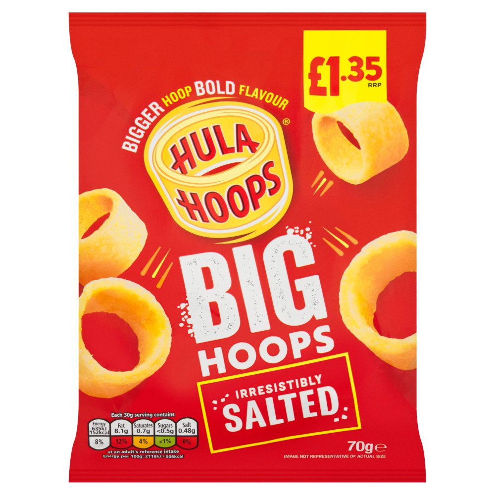 Box of 20 Hula Hoops Big Hoops Salted Crisps 70g