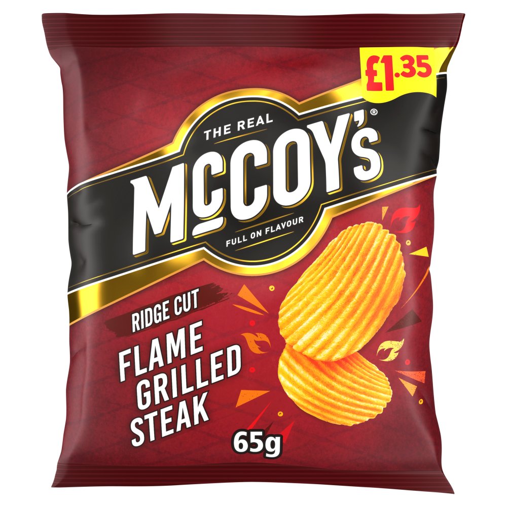 Box of 20 McCoy’s Ridge Cut Flame Grilled Steak Crisps 65g