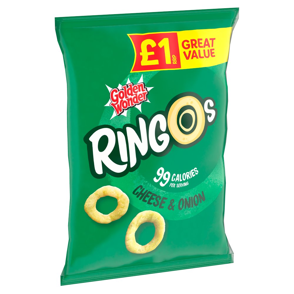18x Golden Wonder Ringos Cheese & Onion 40g