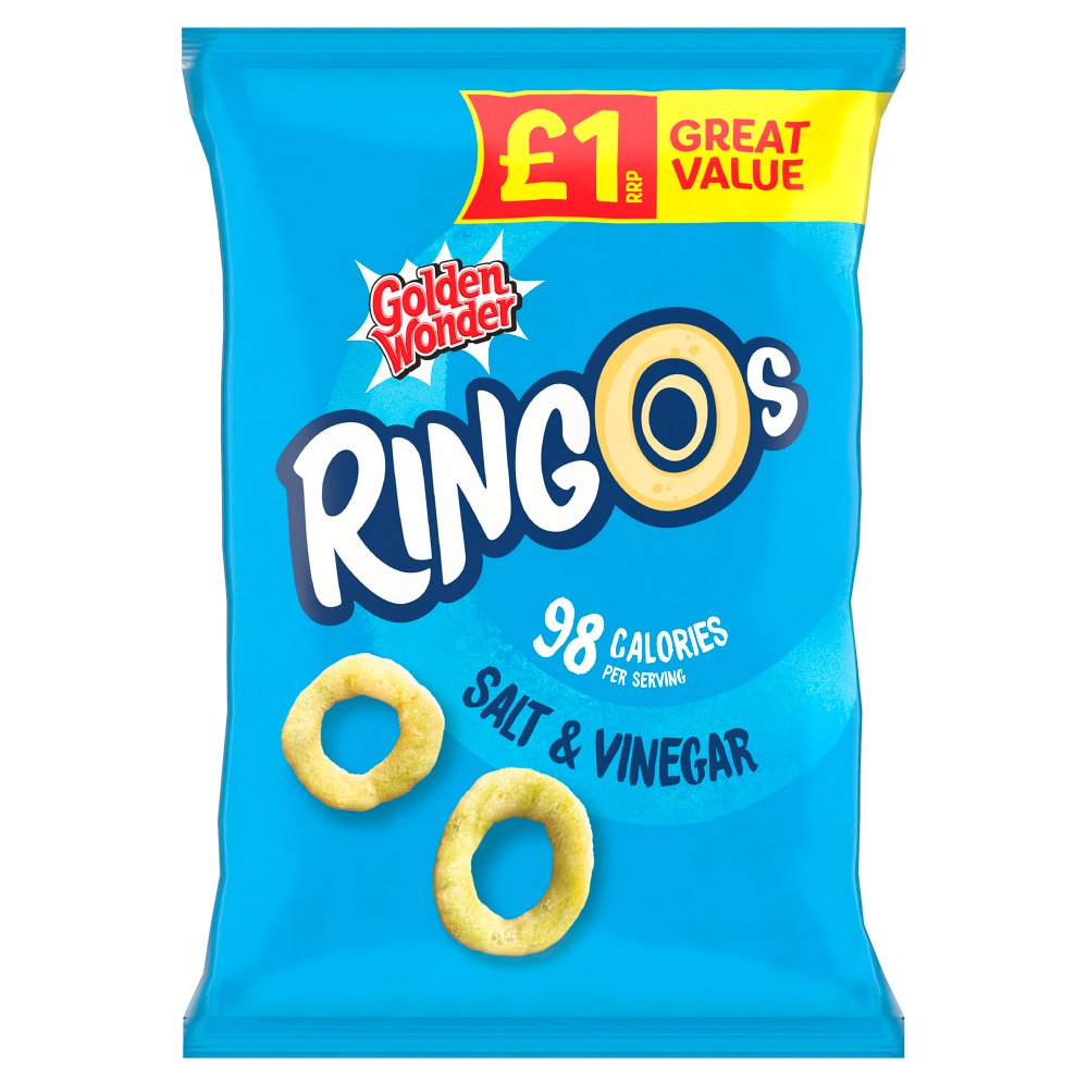 18x Golden Wonder Ringos Salt & Vinegar 40g