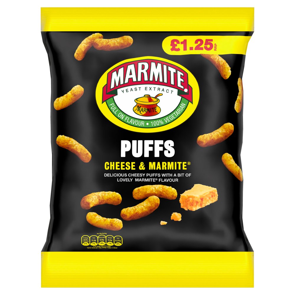 18x Marmite Yeast Extract Cheese & Marmite Puffs 60g