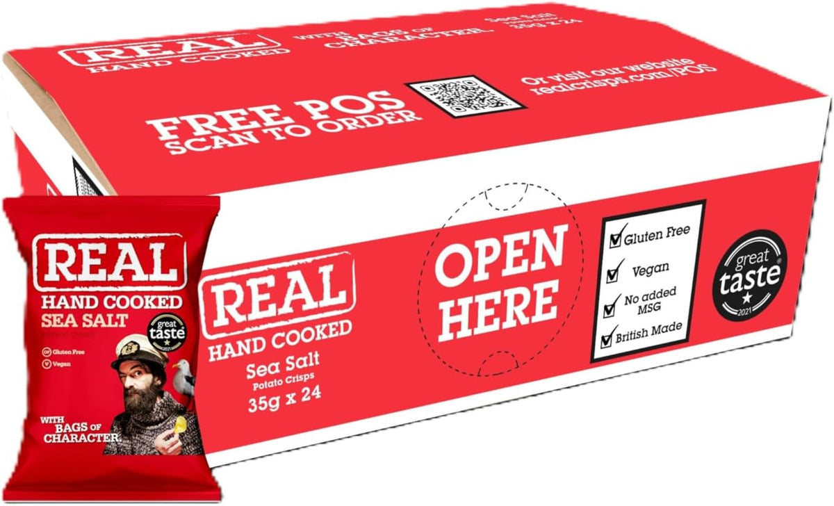 Full Box of 24 x REAL Crisps Sea Salt 35g
