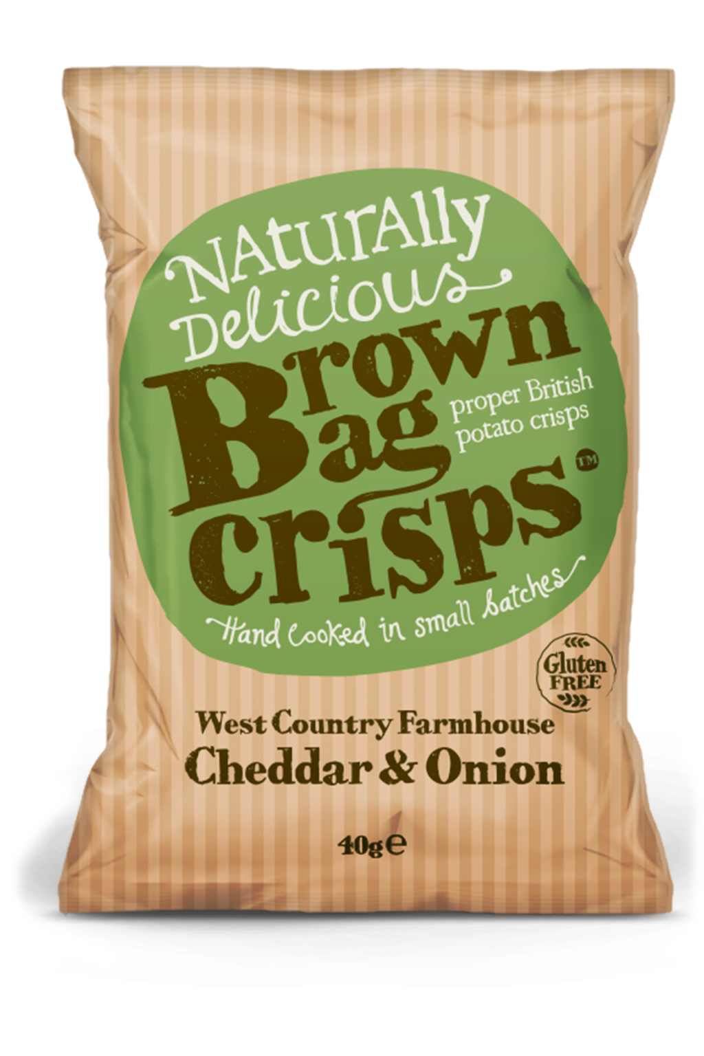 20 Bags of Brown Bag Crisps Cheddar and Onion 40g