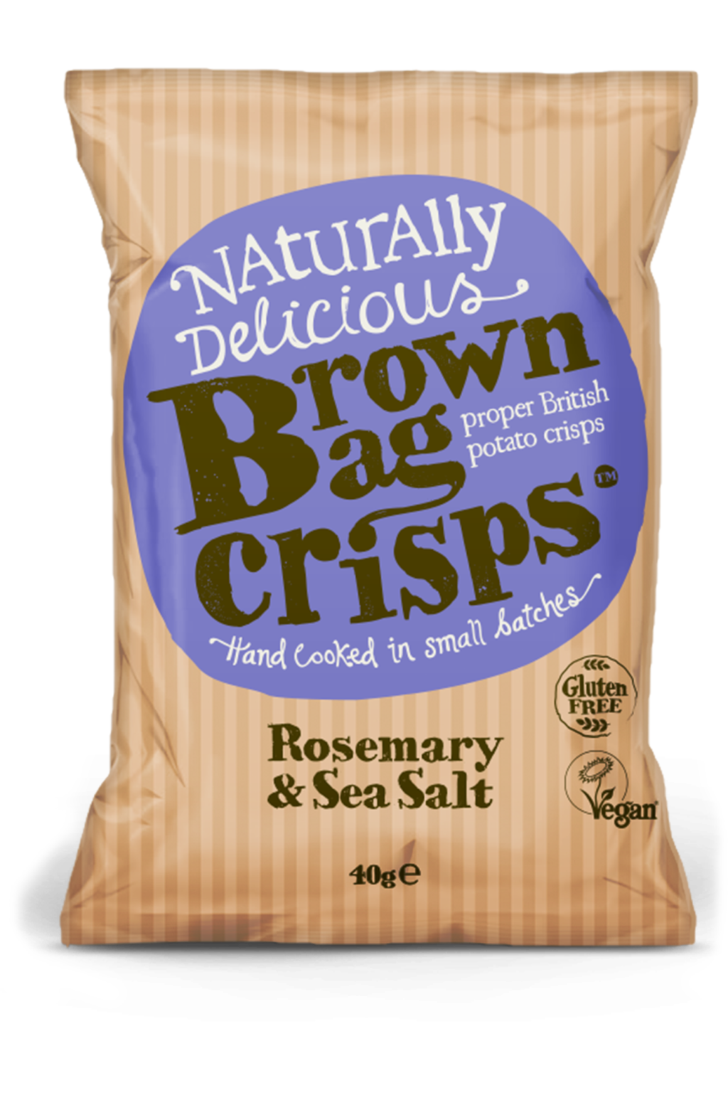 20 Bags of Brown Bag Crisps Rosemary and Sea Salt Flavour 40g
