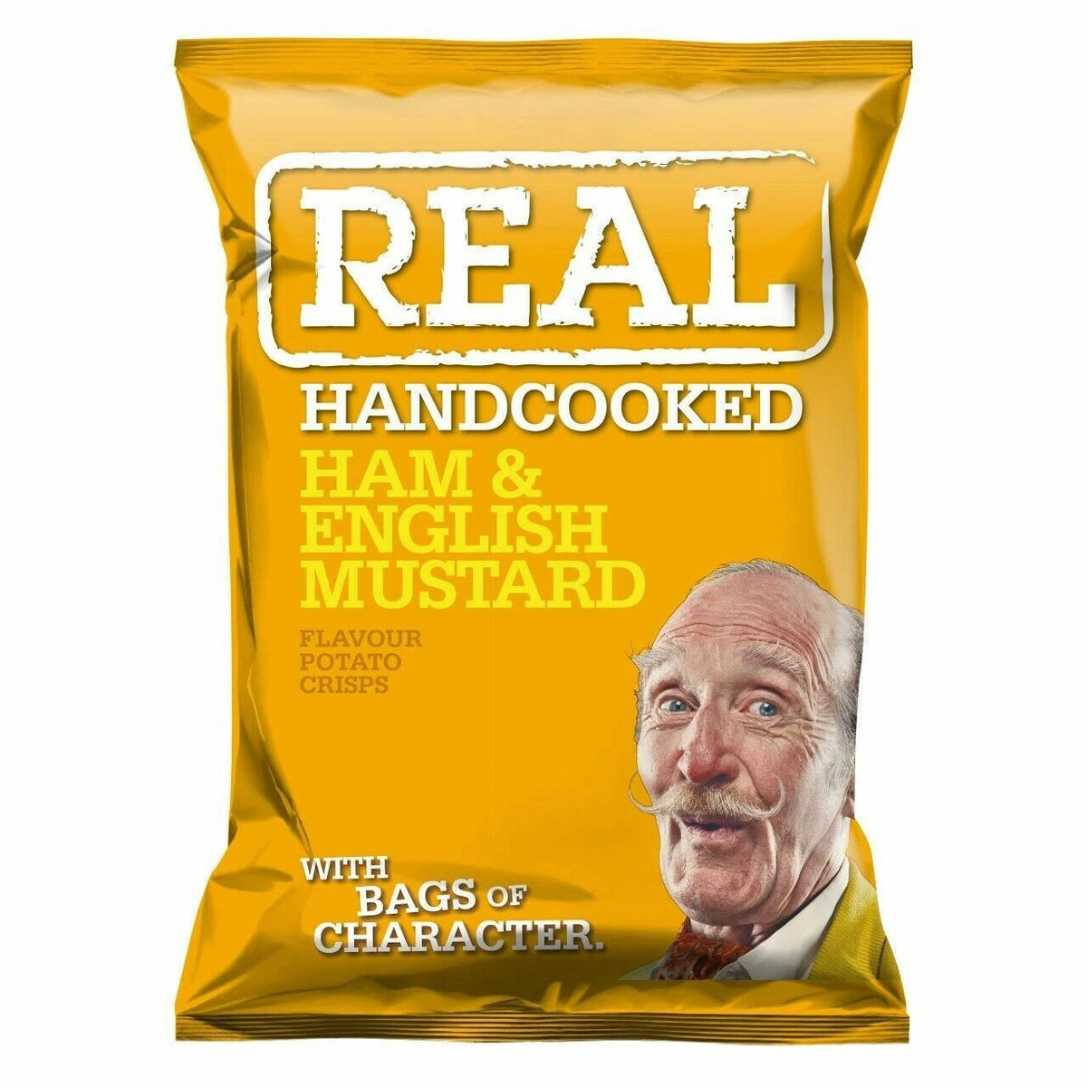 Full Box of 24 x REAL Crisps Ham & English Mustard 35g