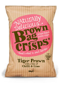 20 Bags of Brown Bag Crisps Tiger Prawn Flavour 40g