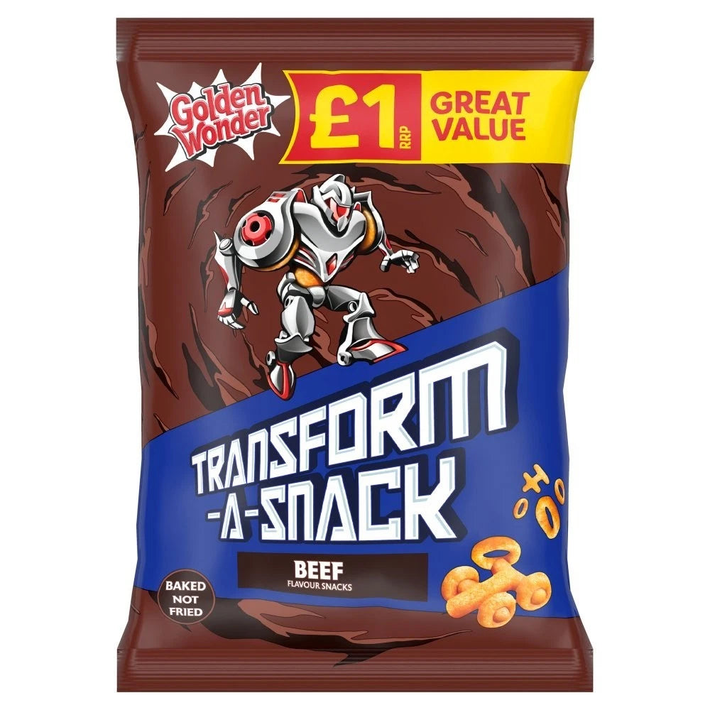 18x Golden Wonder TransForm-A-Snack Beef 56g