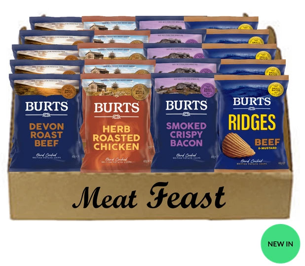 Box of Burts Crisps - Meat Feast Flavours 20 x 40g Bags 5 of Each Flavour