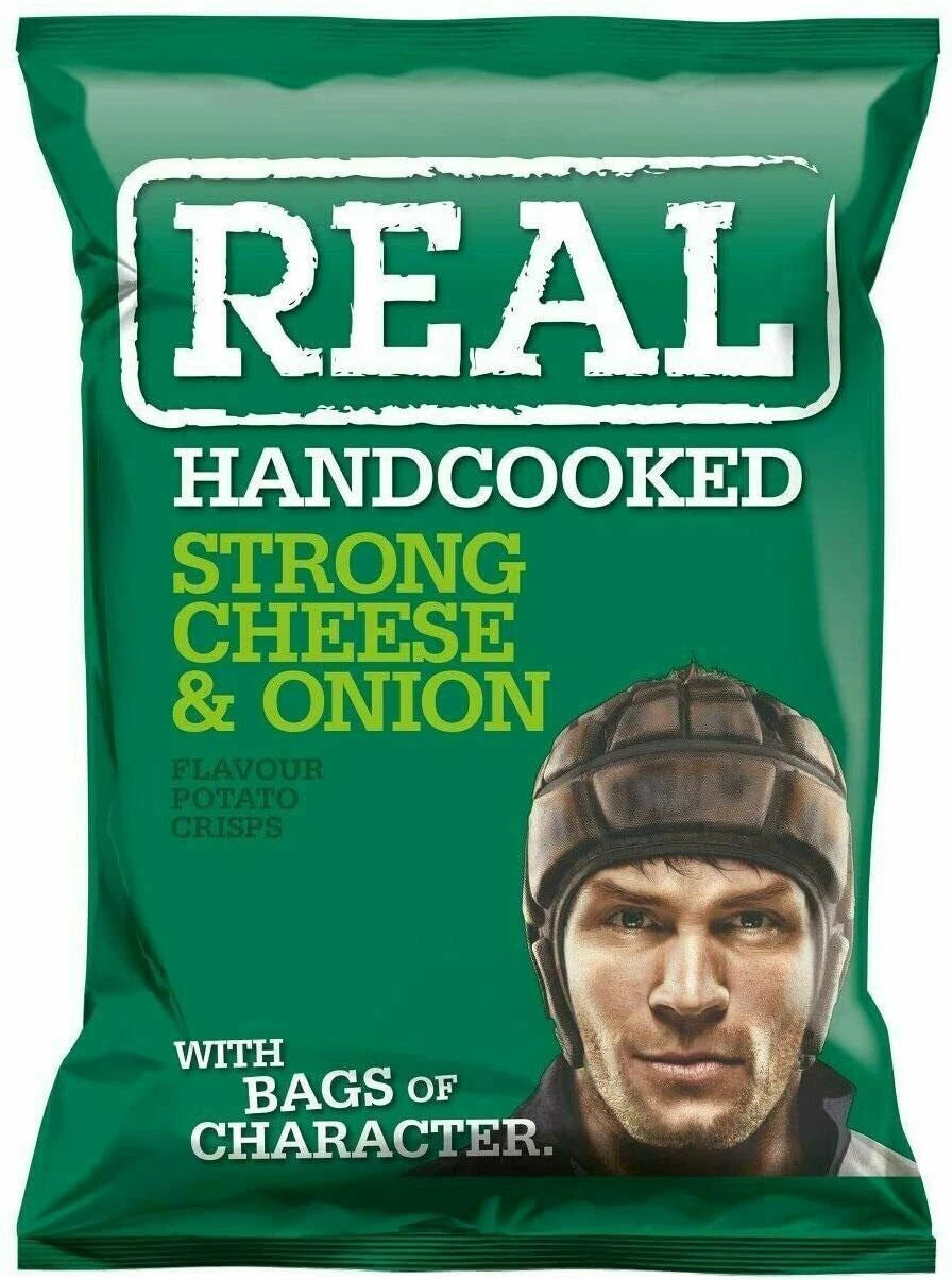 Full Box of 24 x REAL Handcooked Crisps Cheese & Onion 35g