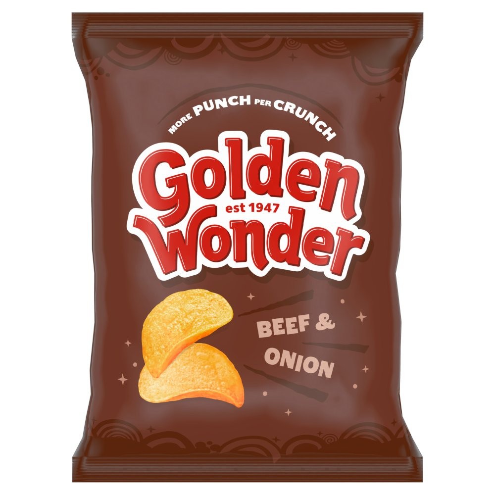 32x Golden Wonder Beef & Onion Crisps 32.5g